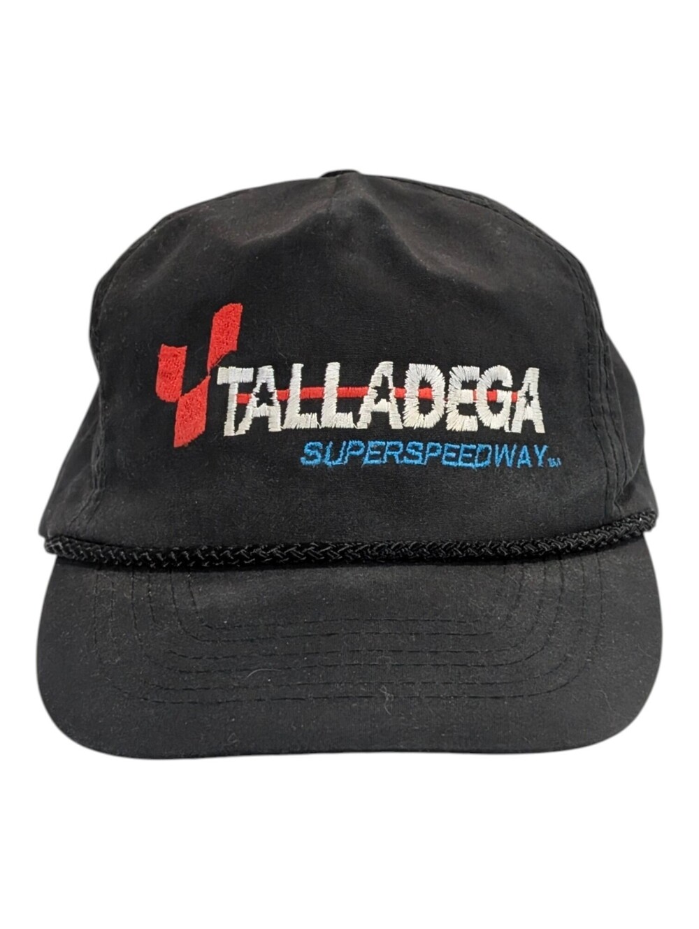 Vintage 90s Talladega Super Speedway Black Snapback Hat NASCAR Embroidered Cap